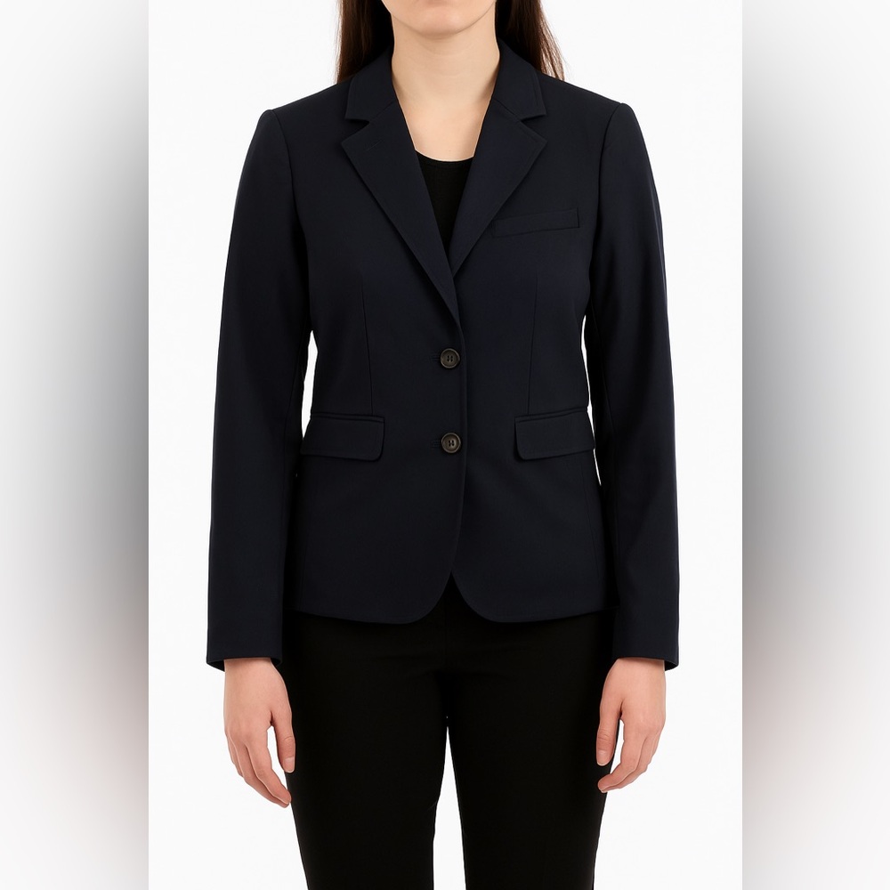 Tory Burch Navy Blue Cotton Blend Essential Blazer Jacket Size 6